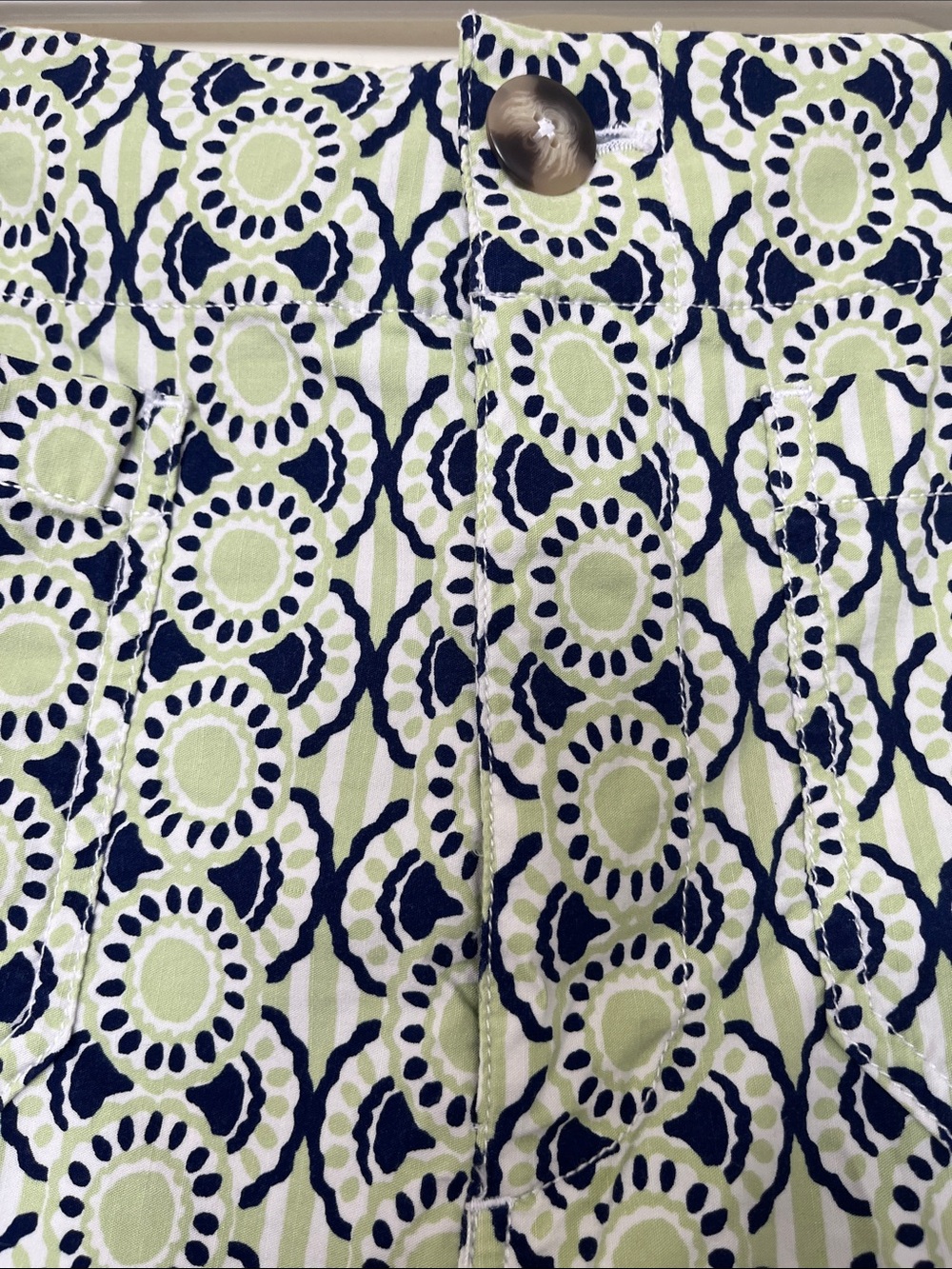 Anthropologie Maeve Navy and Light Green Floral-Print Pants - Picture 2 of 5